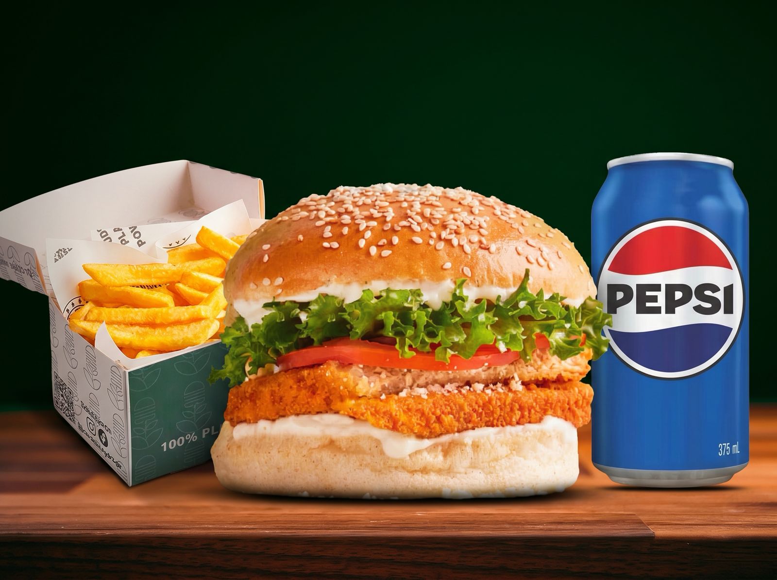 Chick'n Caesar Burger Meal