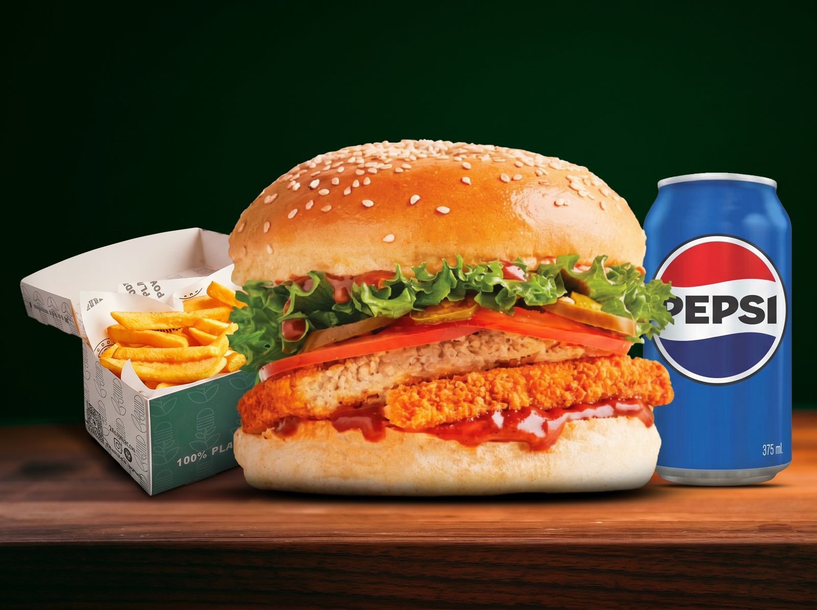 Spicy BBQ Chick'n Burger Meal
